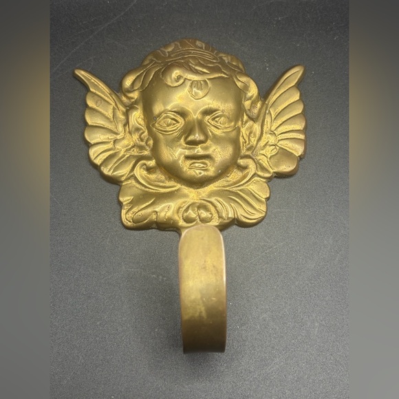 Vintage Other - Vintage Brass Cherub Angel Wall Hook Hanger, Vintage Home Decor Collectible
